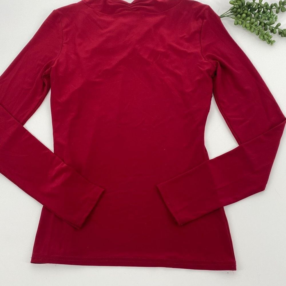 River Island UK Bodycon Wrap Ruched Top Stretchy Red Small - Picture 2 of 10